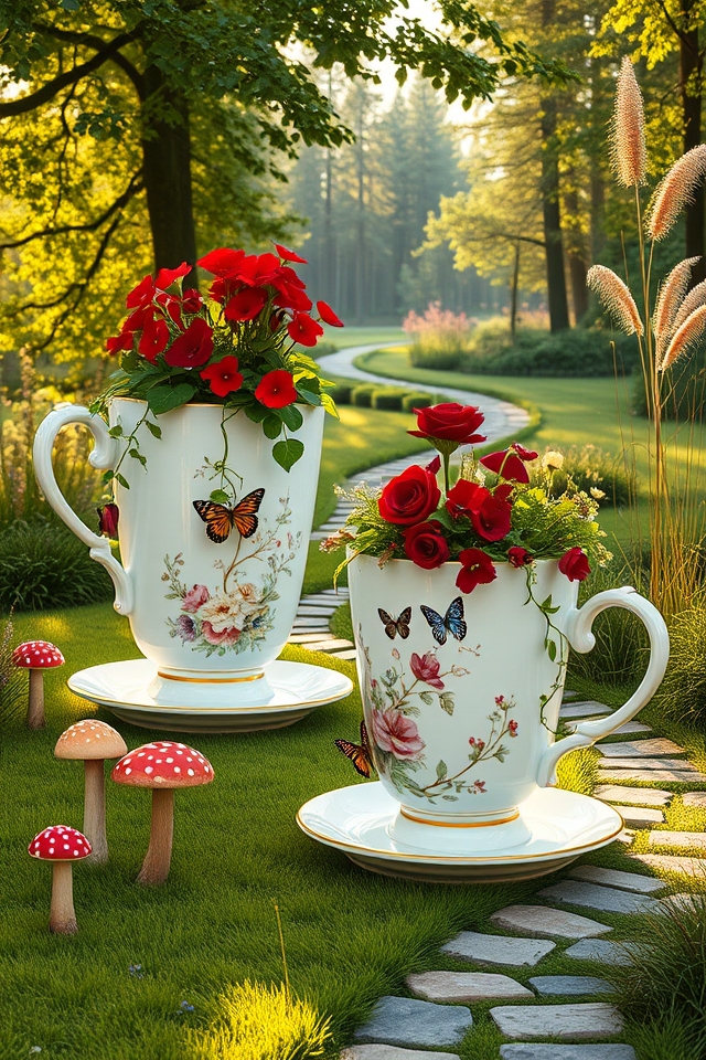 oversized teacup garden whimsy