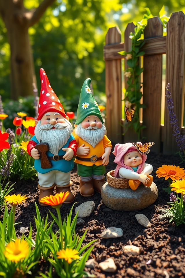 painted weather resistant garden gnomes