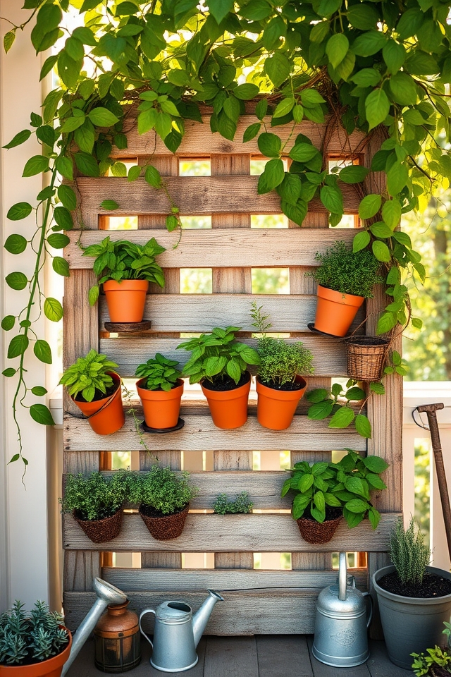 pallet based vertical herb garden
