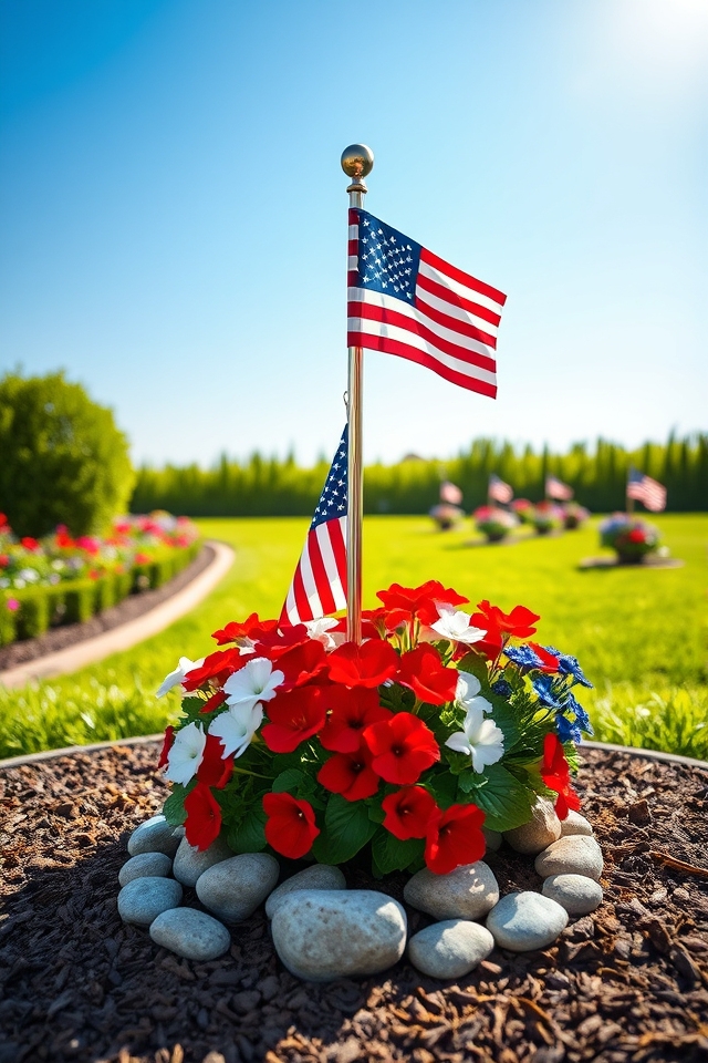 patriotic flagpole garden displays