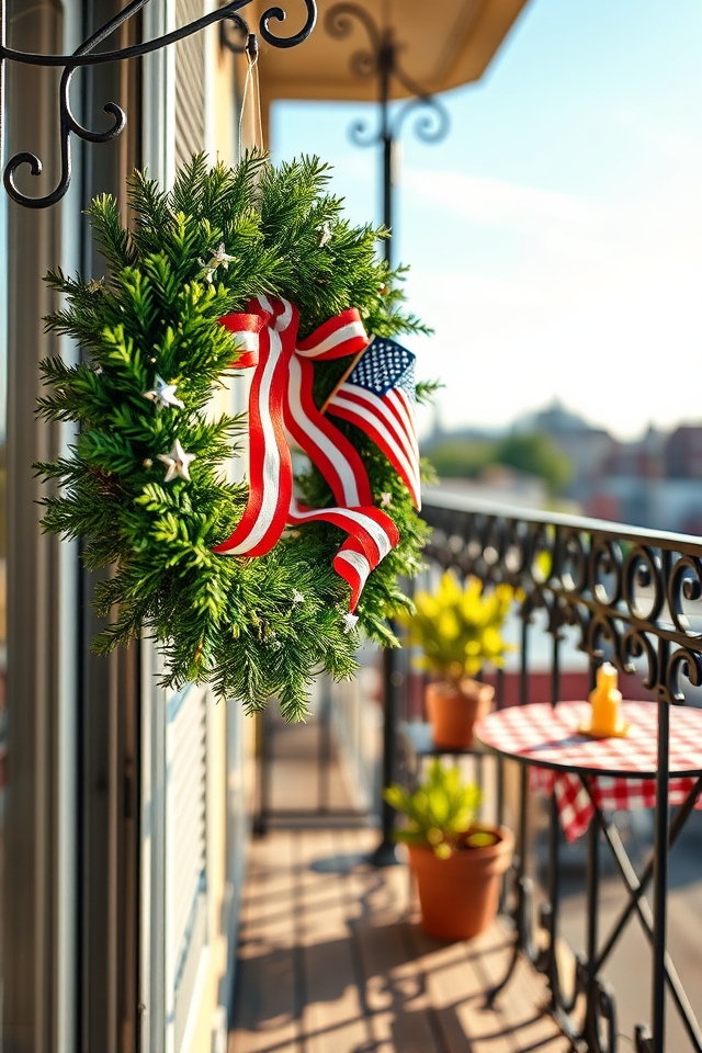 patriotic wreath on balcony