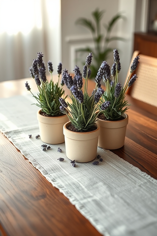 peaceful lavender centerpiece pots