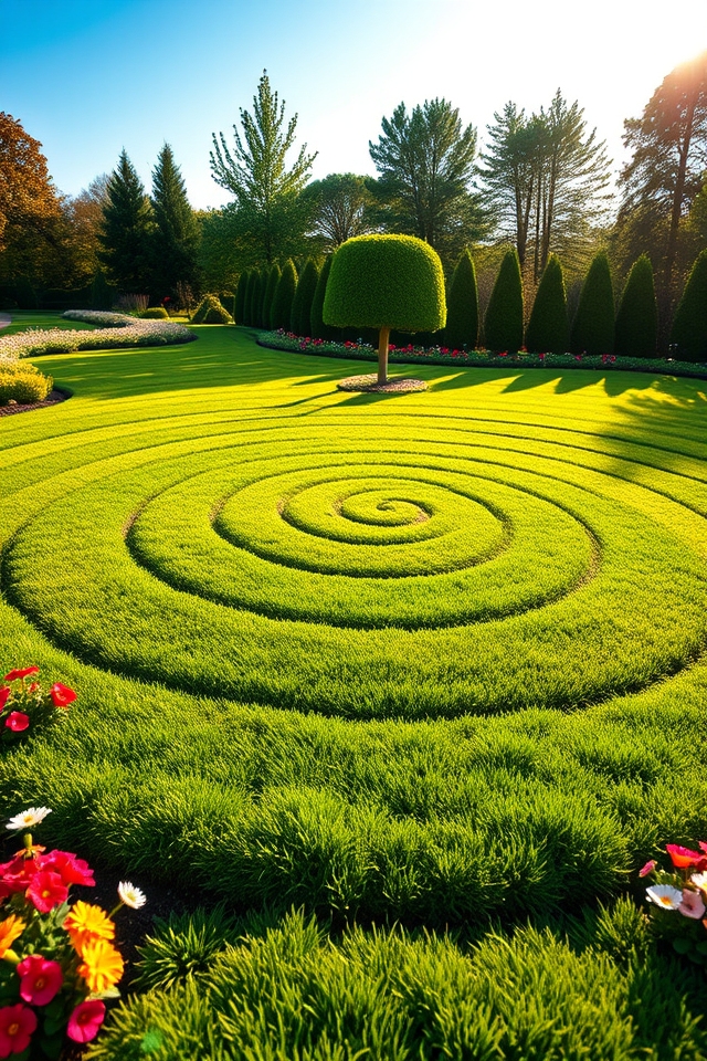 playful round lawn patterns