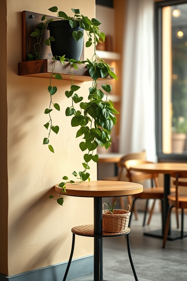 pothos enhances cafe ambiance