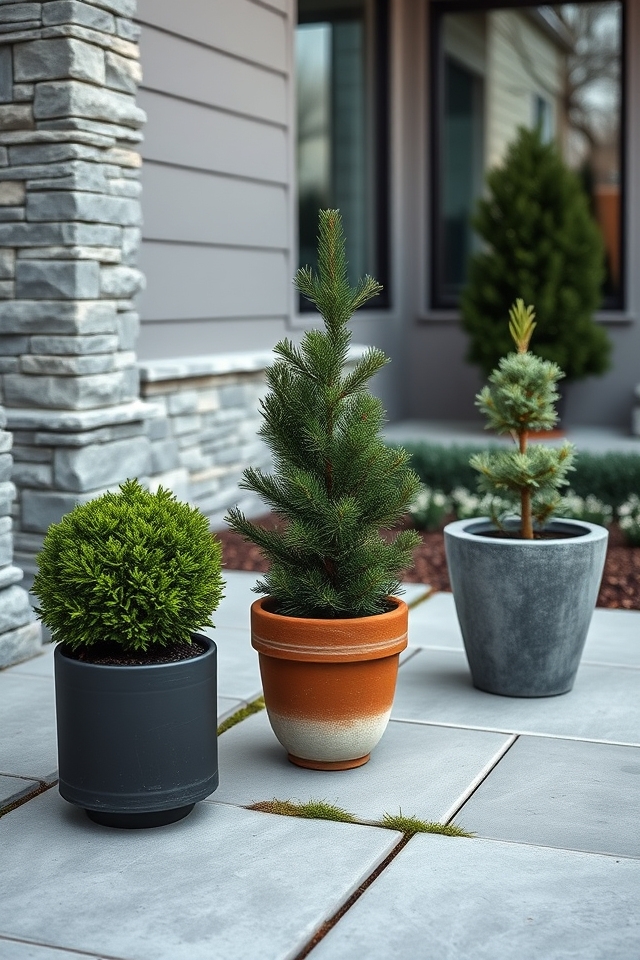 potted evergreens year round appeal