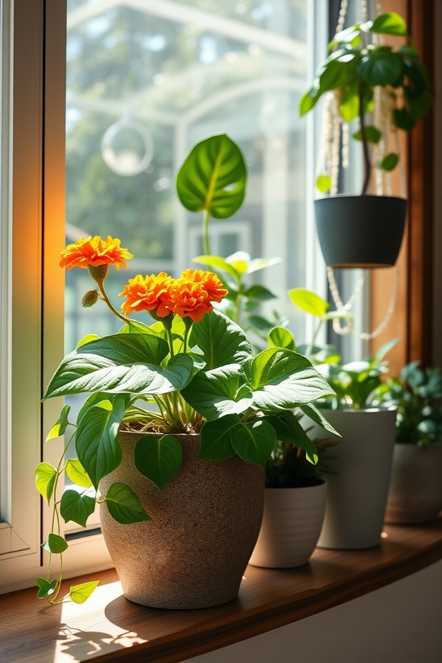 potted greens enhance windows