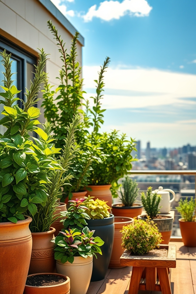 potted urban herb garden