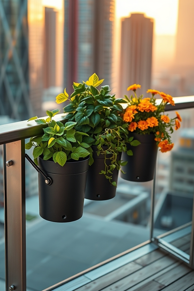 rail mounted balcony edge pots