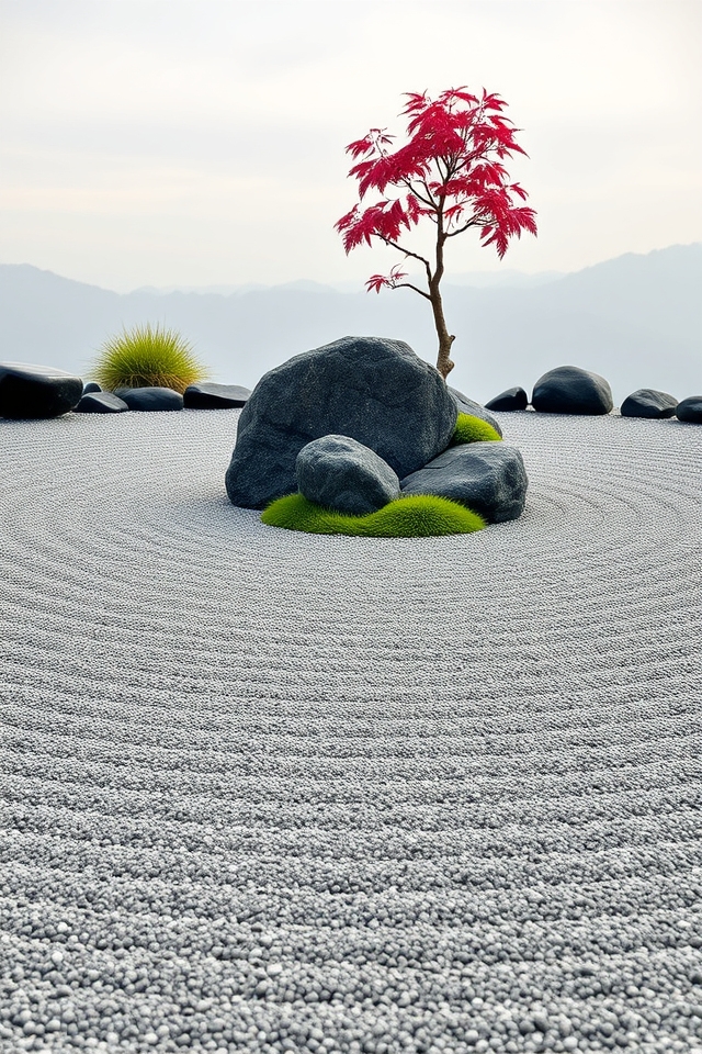 raked gravel meditation harmony
