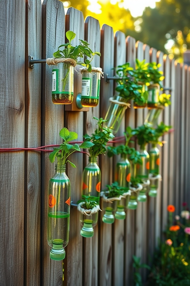 recycled bottles vertical garden