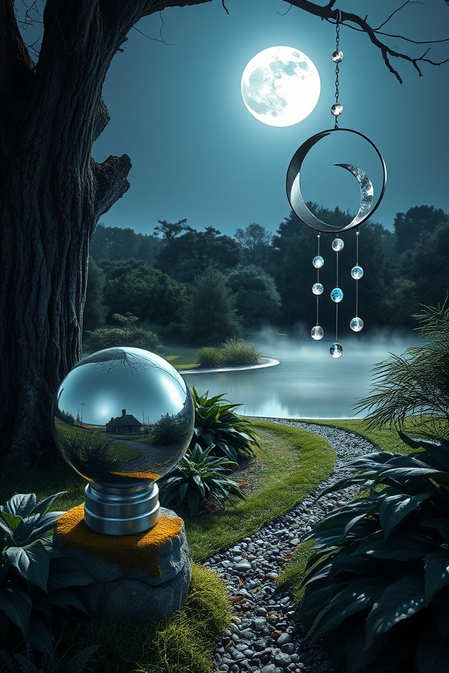 reflective moonlit garden ornaments