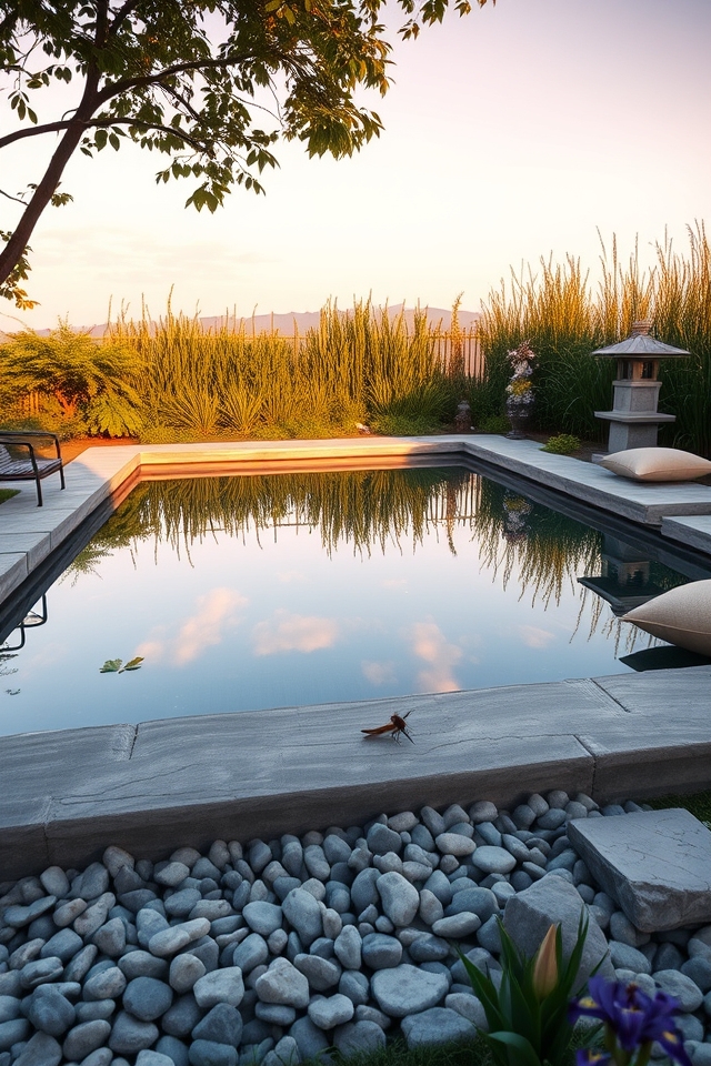 reflective pool with seating