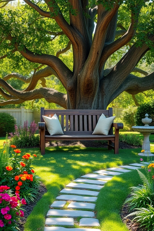 relaxing garden seating area