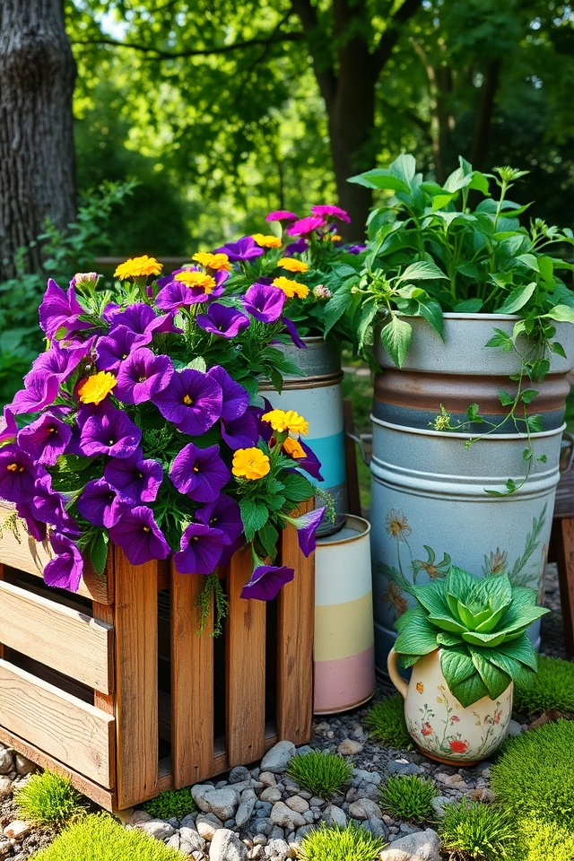 repurposed containers as planters