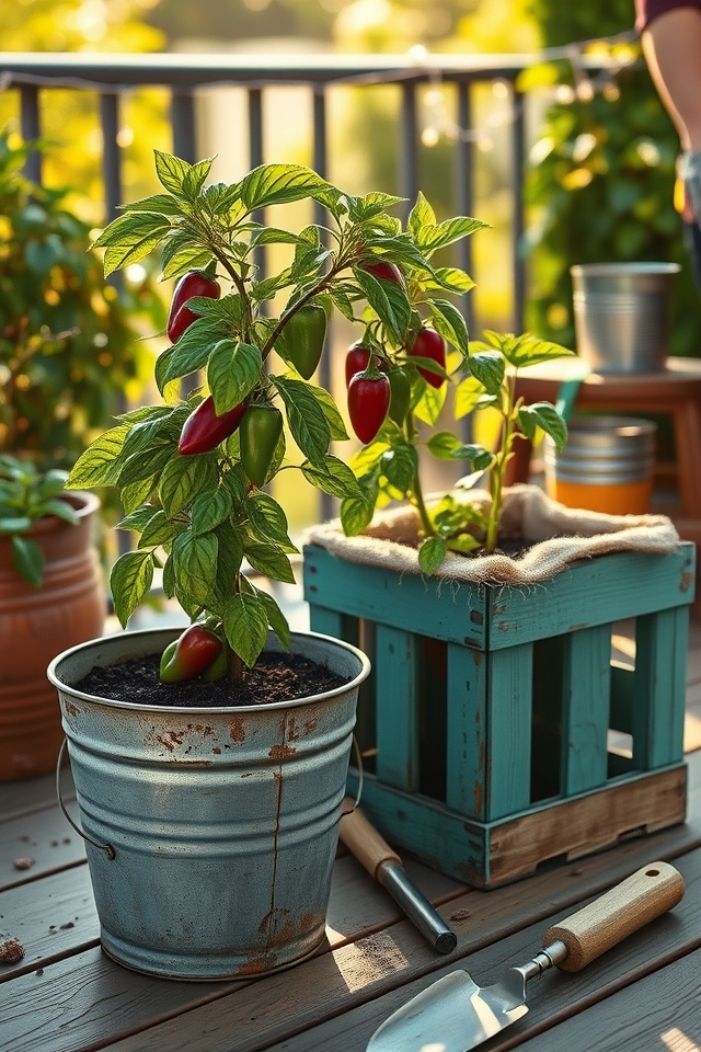 repurposed containers grow jalapenos