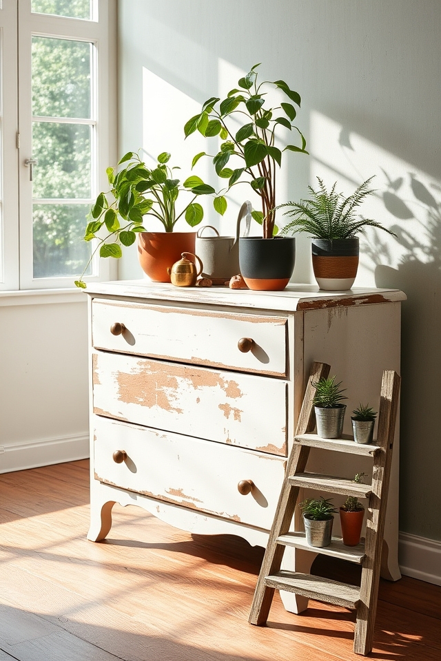repurposed furniture plant stands