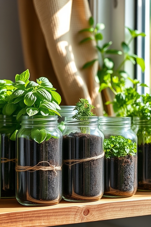 repurposed glass jar gardening