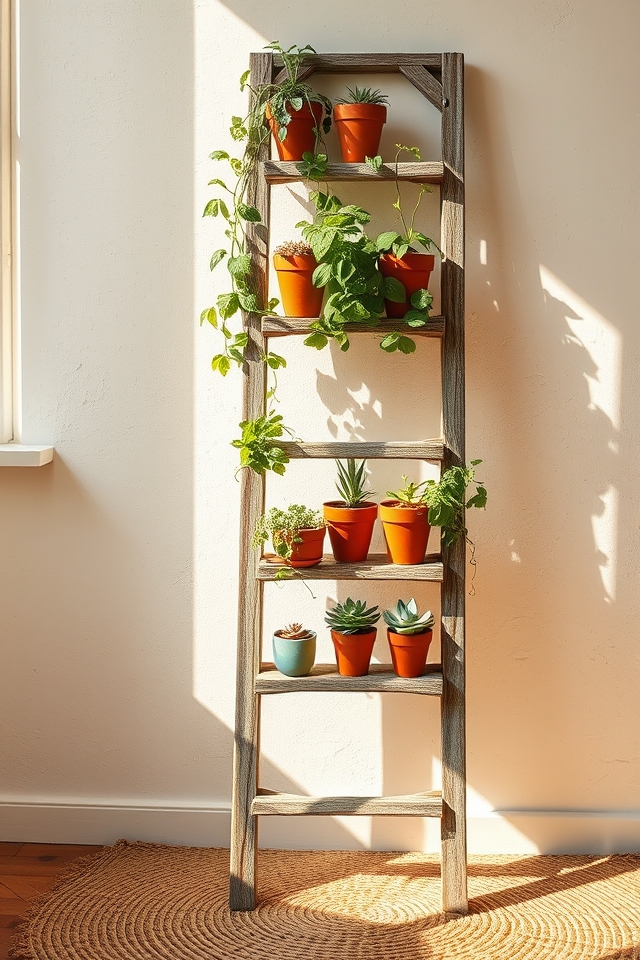 repurposed ladder rung gardens