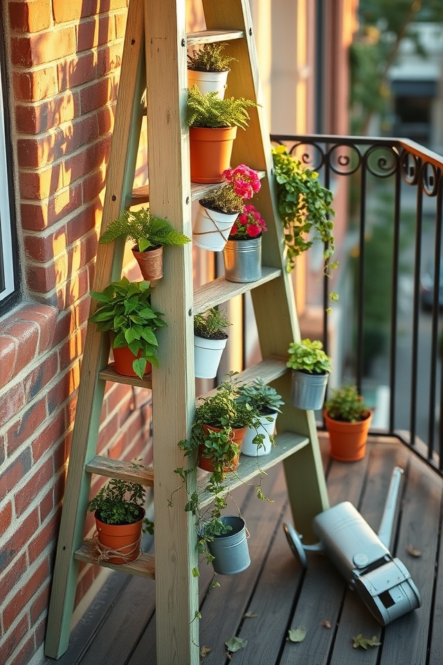 repurposed ladder vertical garden