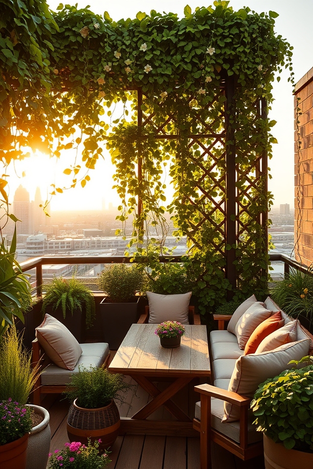 rooftop privacy with greenery