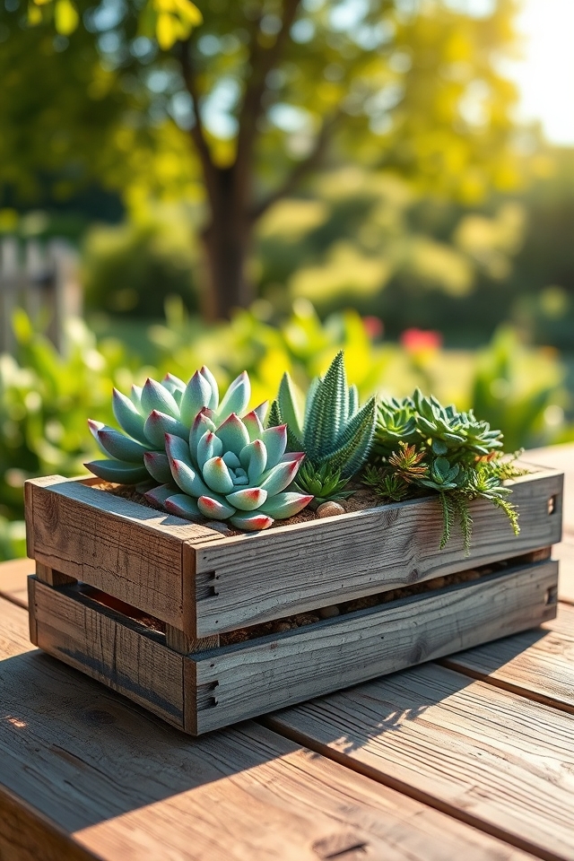 rustic crates enhance succulents