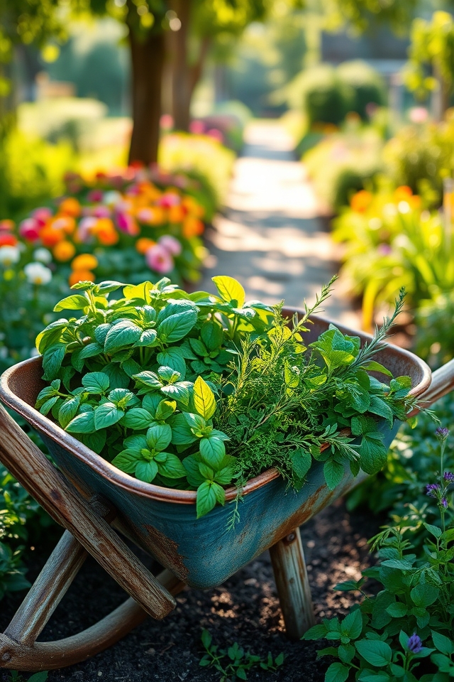 rustic herb garden planter