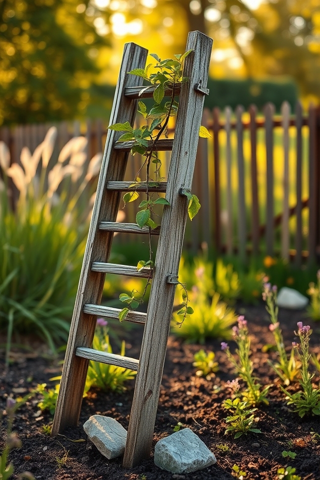 rustic ladder tree trellis