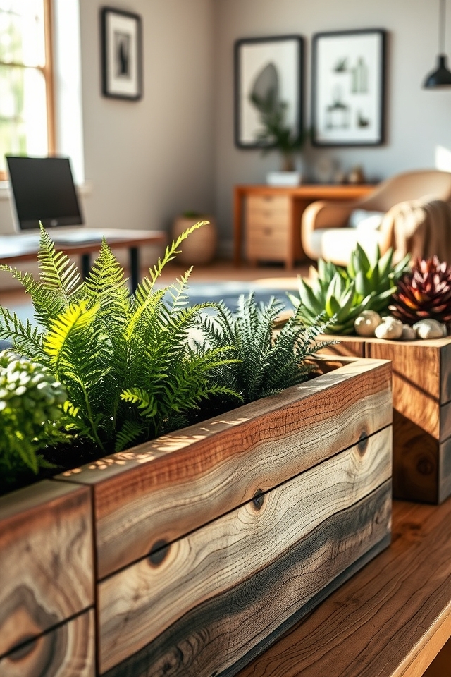 rustic reclaimed wood planters