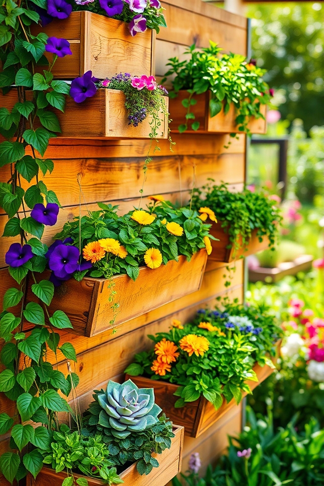 rustic vertical garden planters