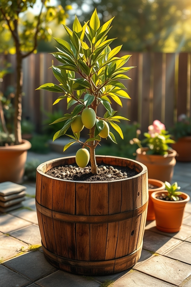 rustic wooden barrel setup