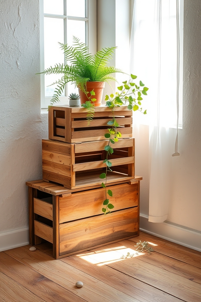 rustic wooden crates display