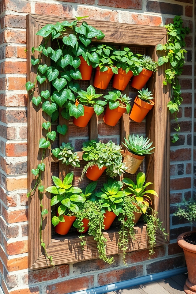 rustic wooden vertical garden