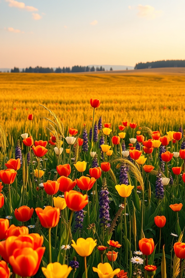 scattered tulip wildflower meadows