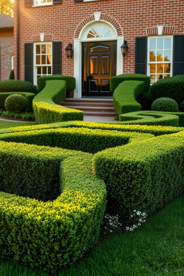 sculpted hedges for elegance