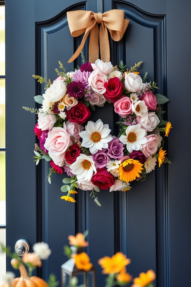 seasonal flower wreath decor