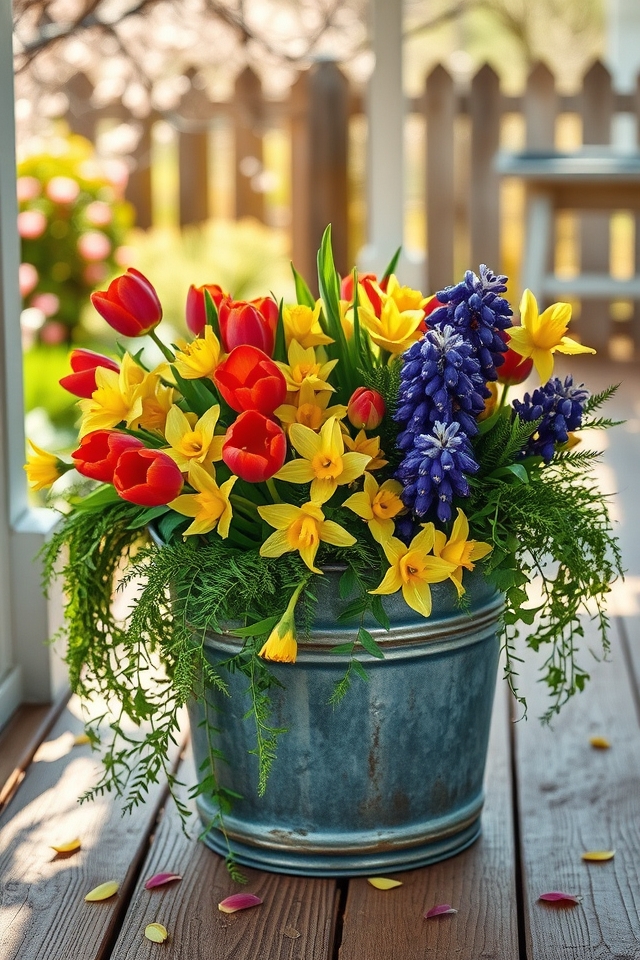 seasonal mixed bloom buckets