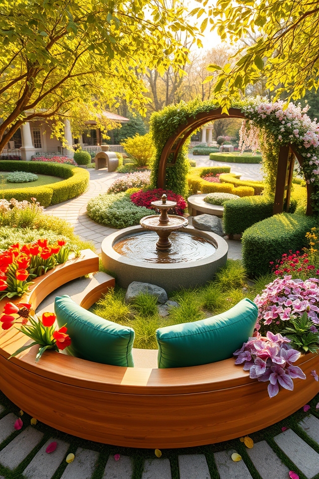 serene circular garden benches