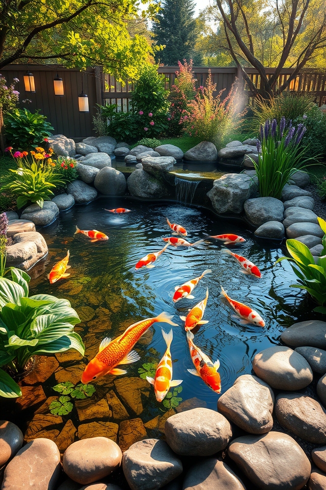 serene decorative fish pond