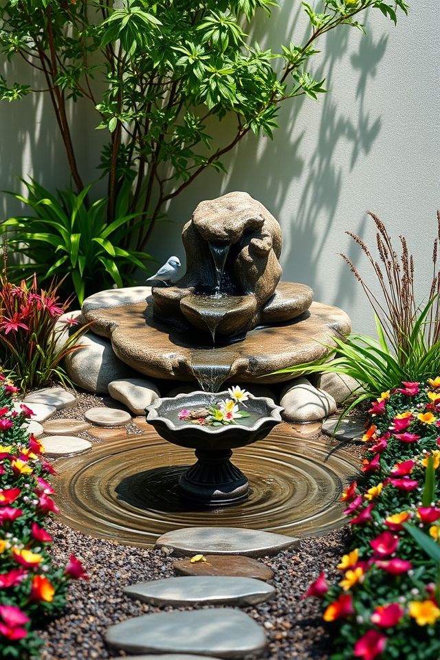 serene garden water features