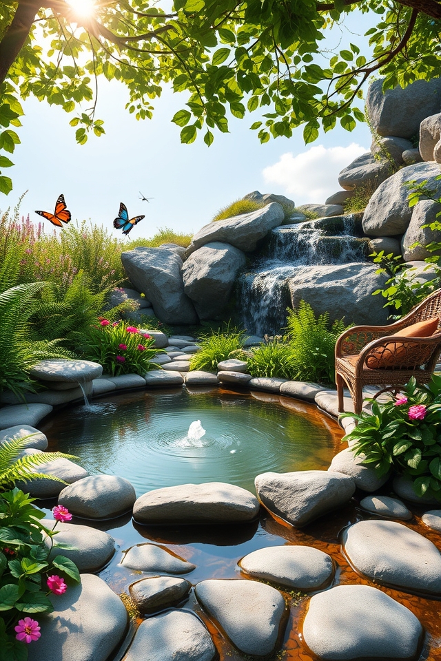 serene garden water features