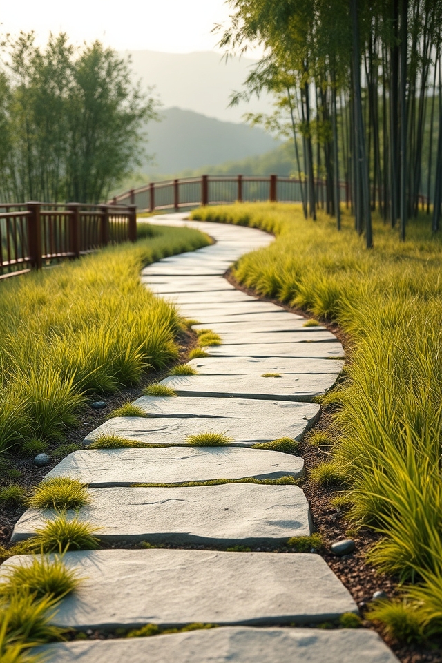 serene grass bordered pathway