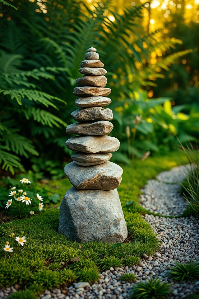 serene meditative stone cairns