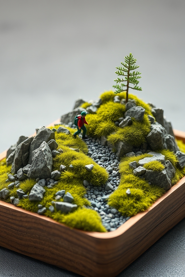 serene miniature mountain scene