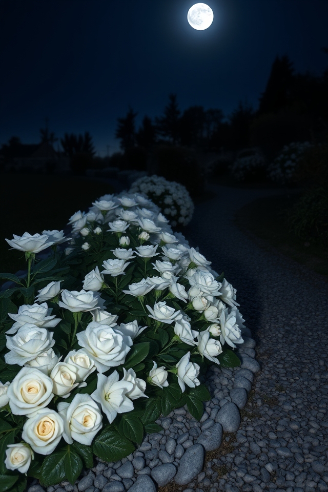 serene moonlit pale blooms