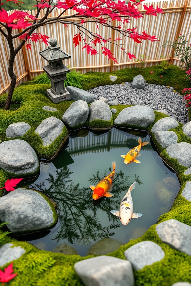 serene tiny koi pond