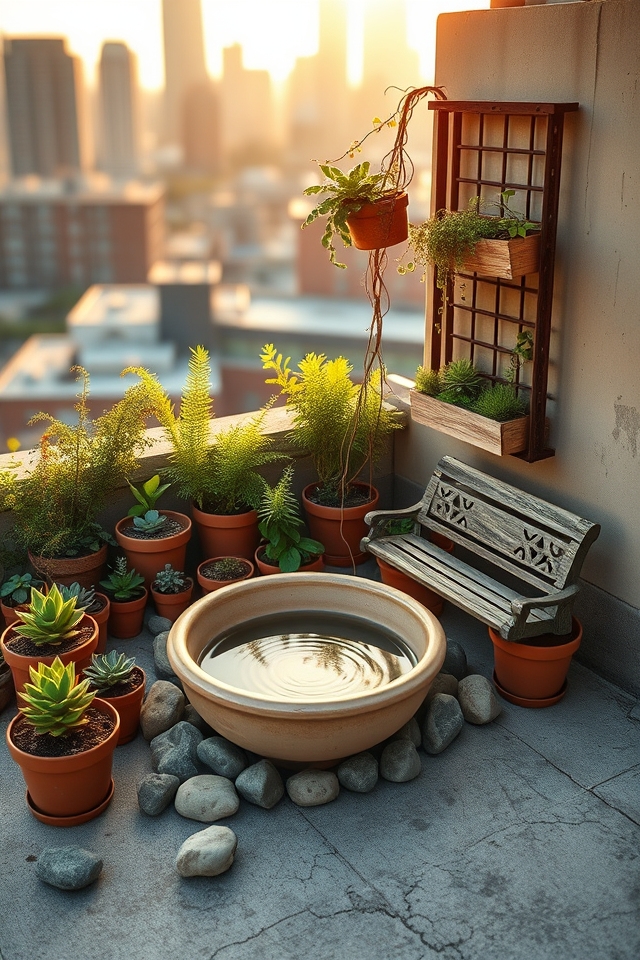 serene urban miniature garden