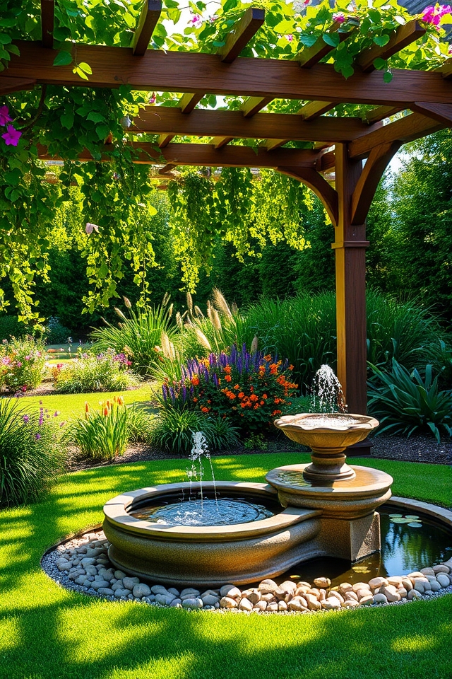 serene water garden features
