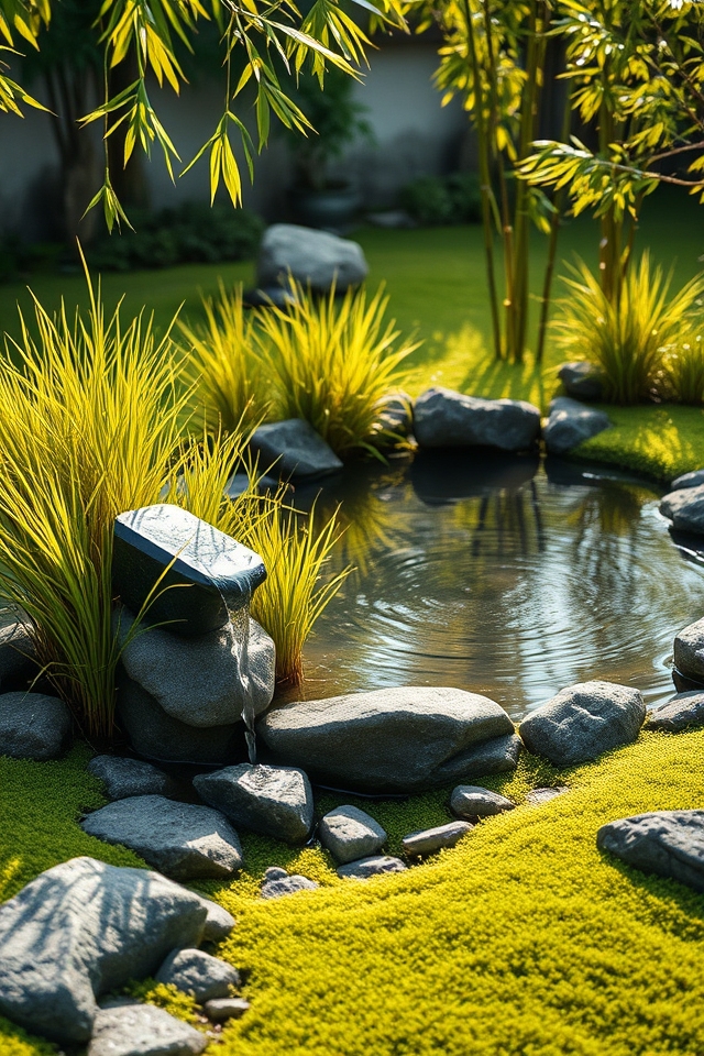 serene water grass harmony