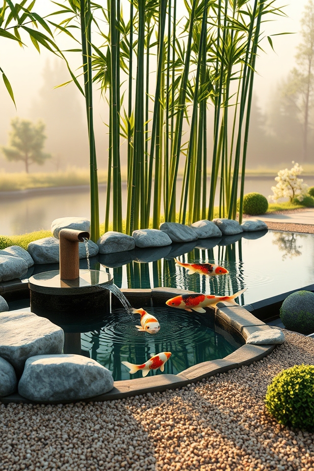 serene zen bamboo koi