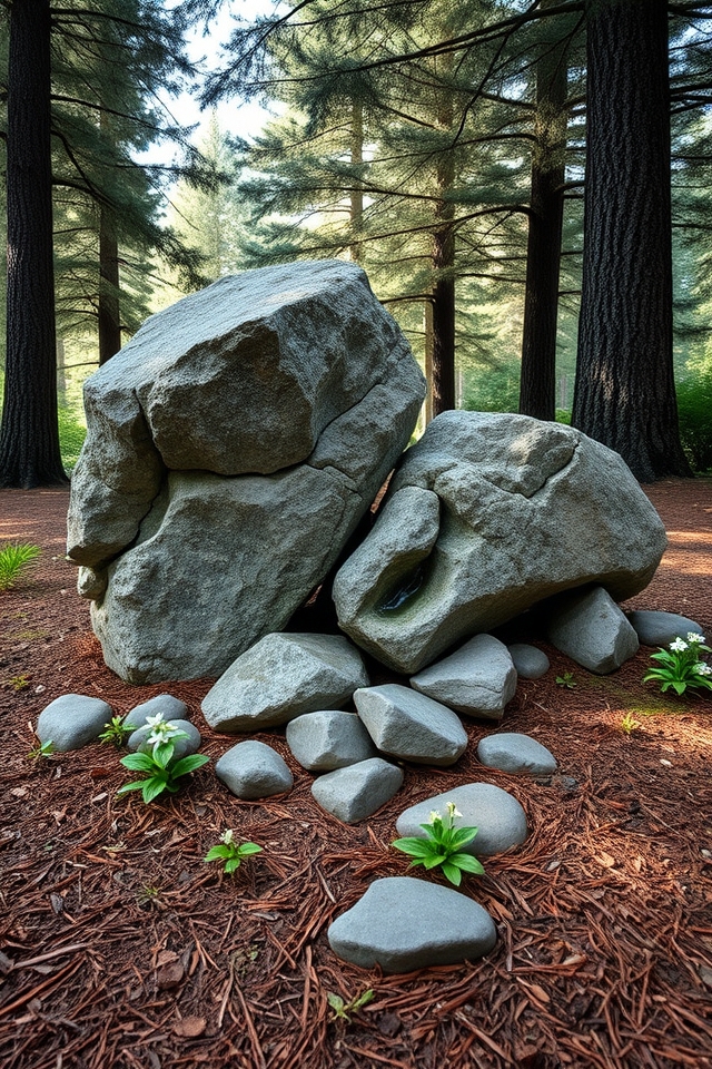shaded pine stone features